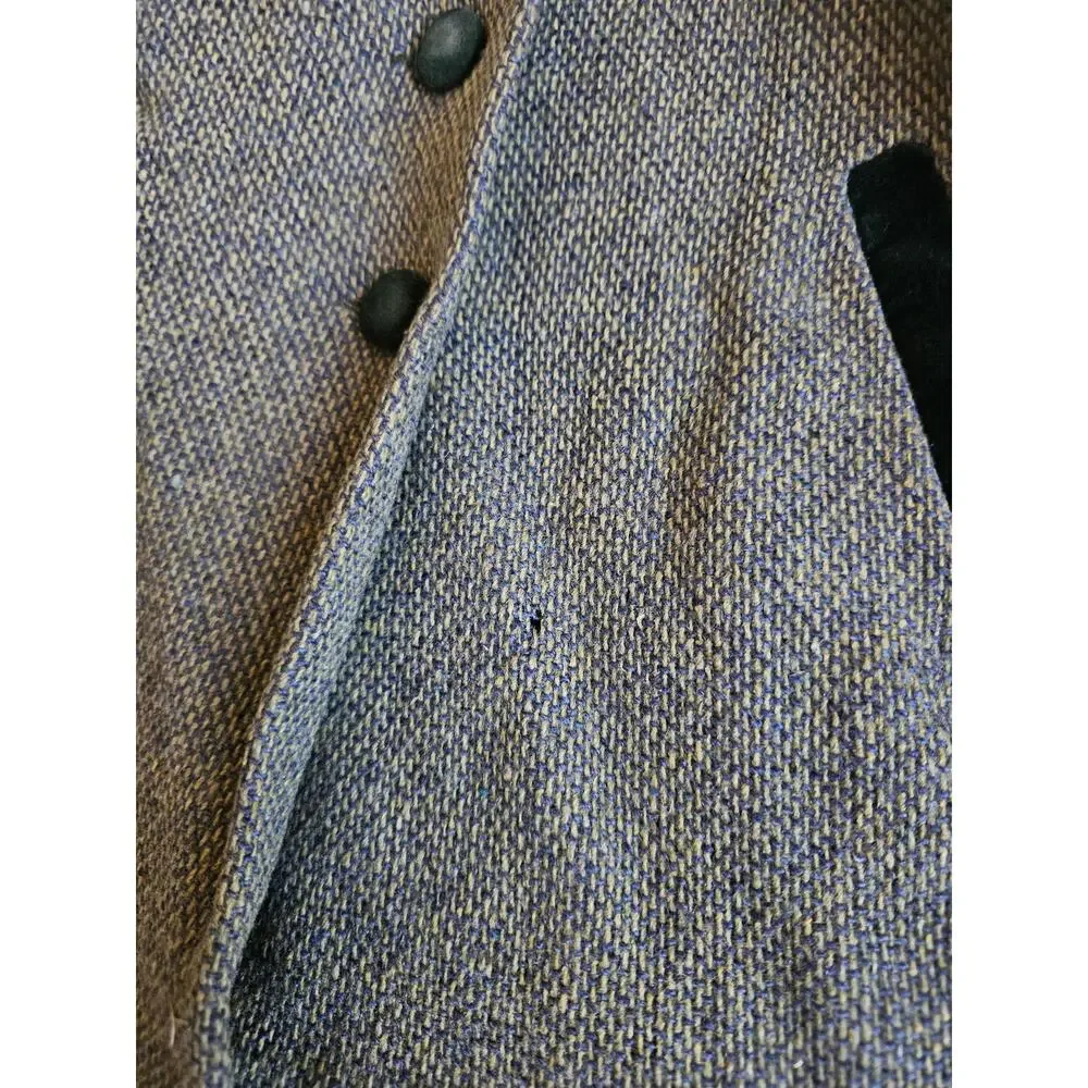 Wool Coat Green Tweed Kids Youth Sized Covered Buttons 1960s